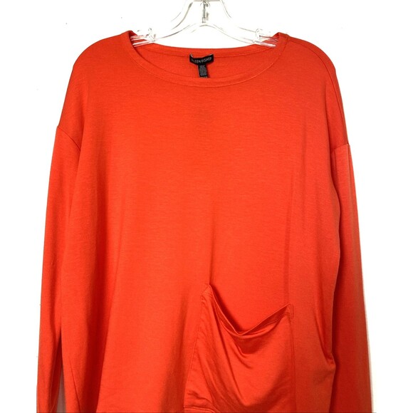 Eileen Fisher Long Sleeve Top Coral Vivrant Orange Size XXS/TTP Tencel NWT - Picture 3 of 14